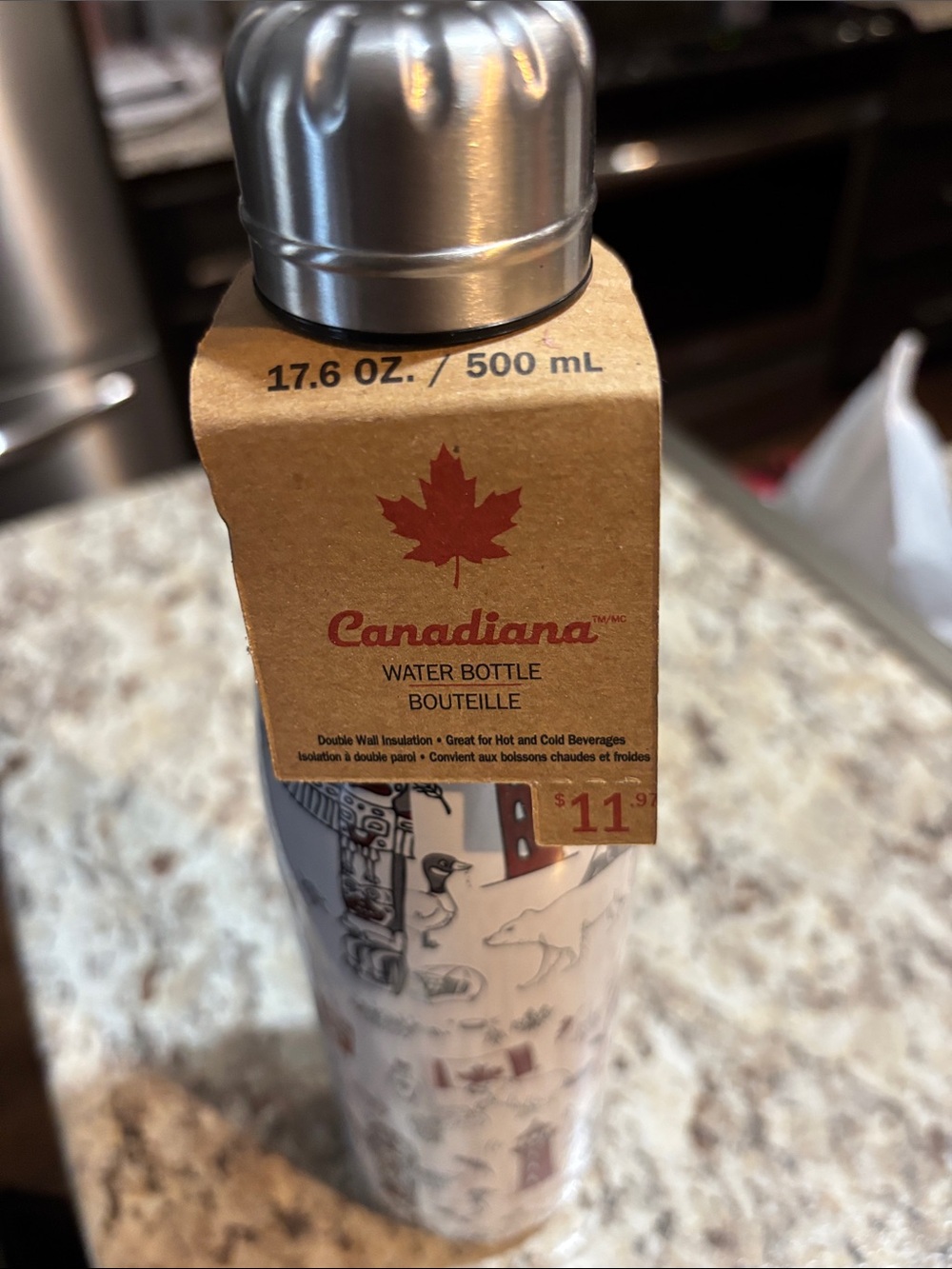 White Insulated Water Bottle - 500 mL